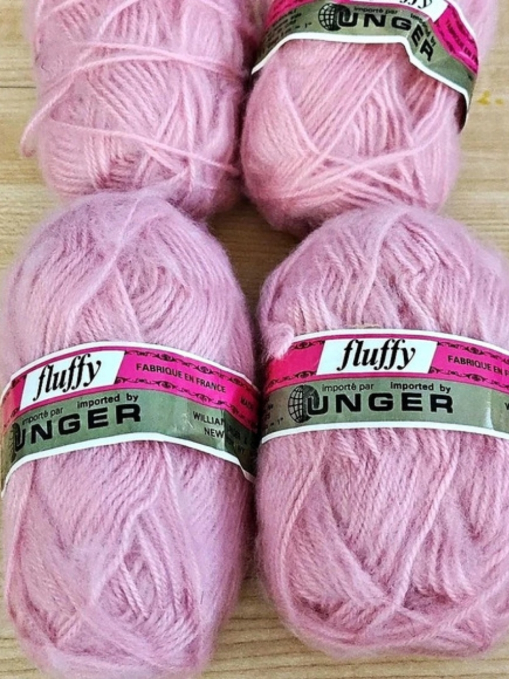 Vintage Fluffy UNGER Yarn 4 Skein FRANCE 50 Grams Acrylic 535 Teinture color